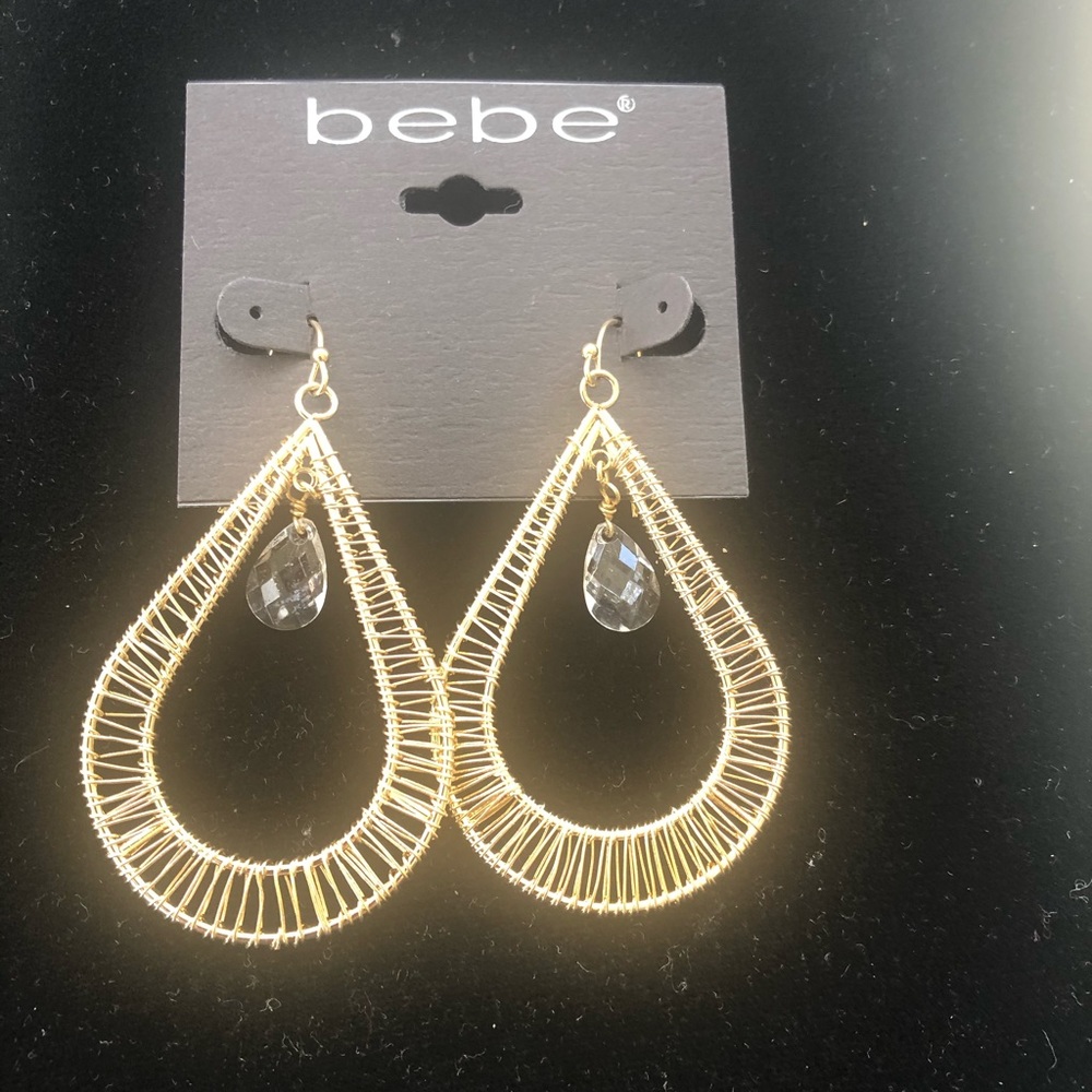 Bebe tear drop with Crystal earrings NWT